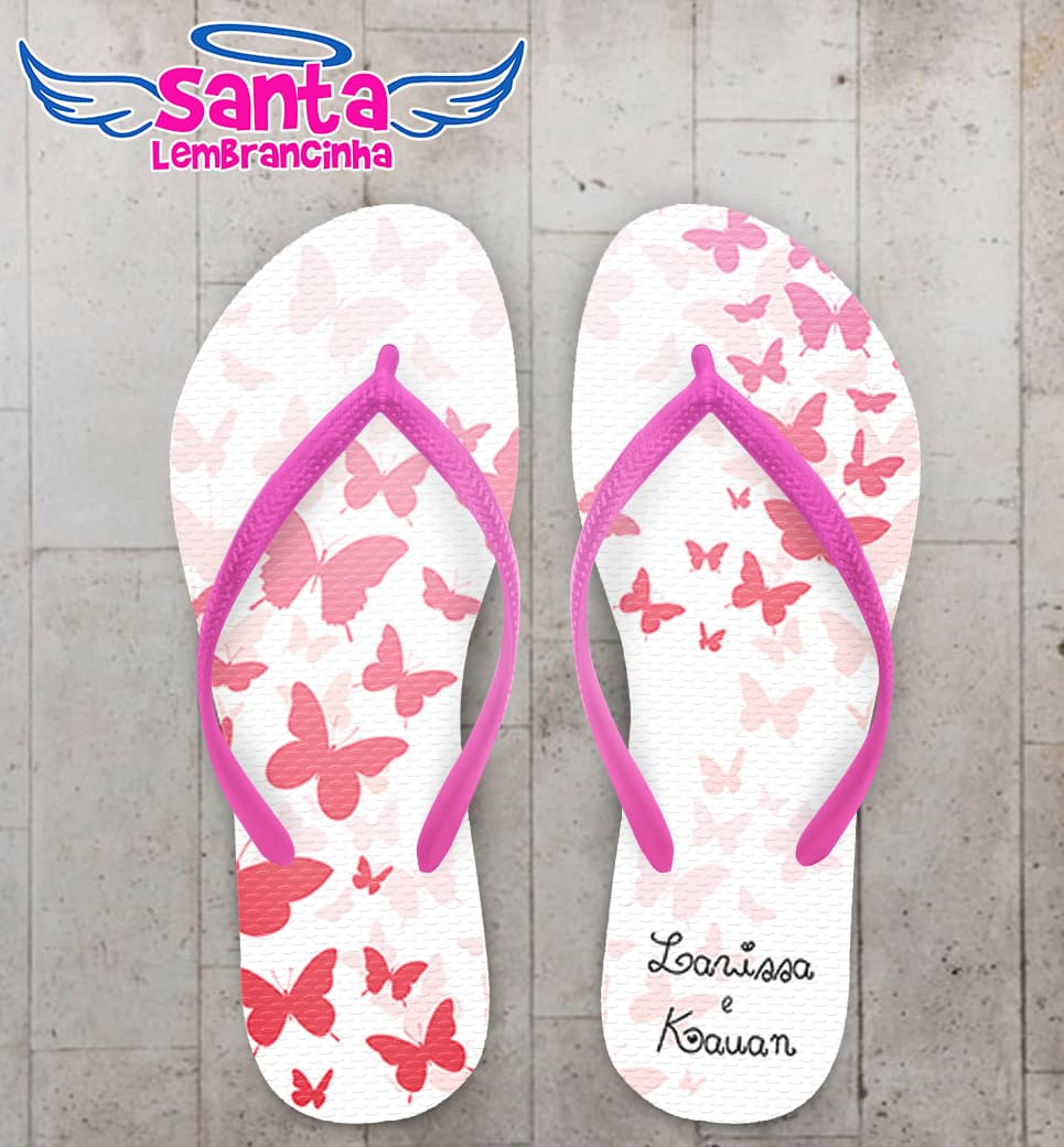 Chinelo Casamento Personalizado Borboletas COD 9351