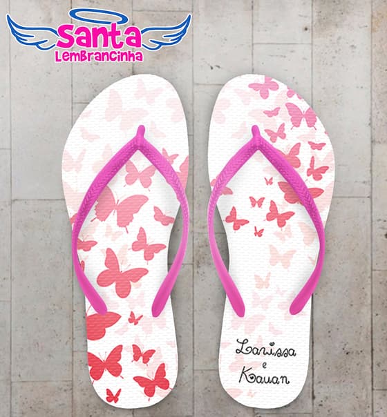 Chinelo Casamento Personalizado Borboletas COD 9351