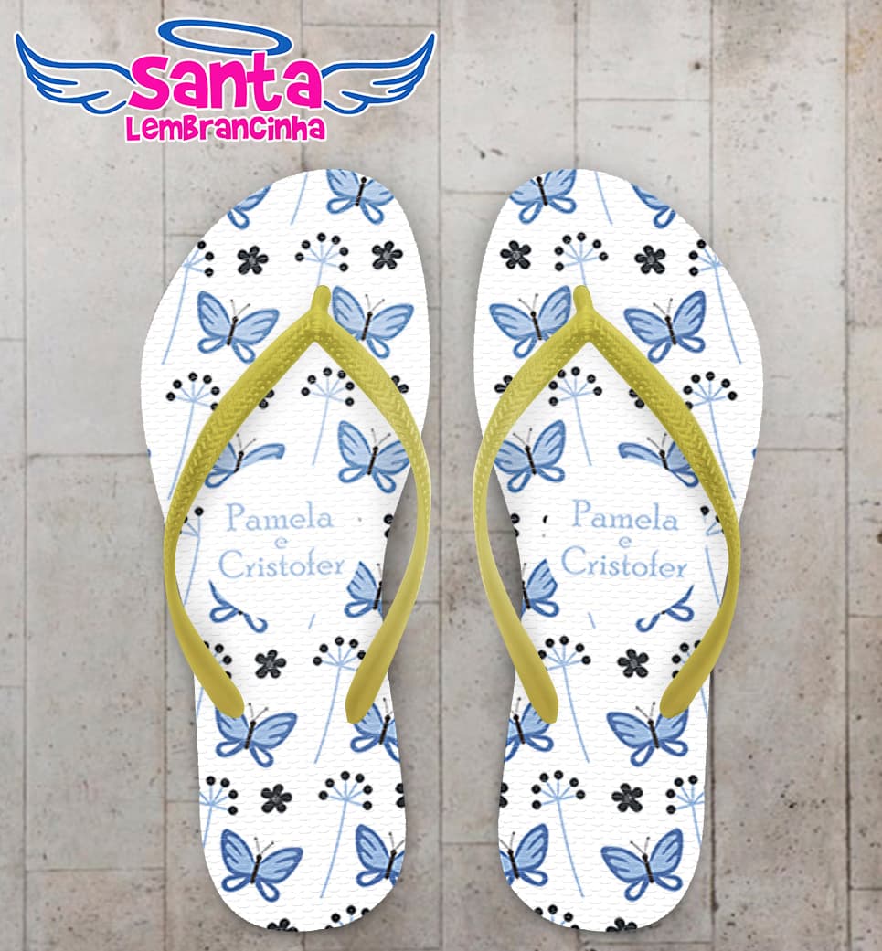 Chinelo Casamento Personalizado Borboletas COD 9353