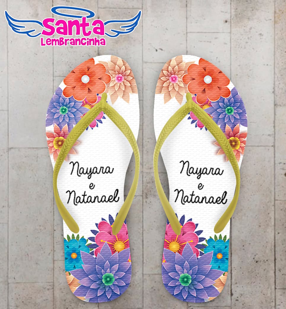 Chinelo Casamento Personalizado Floral COD 9338
