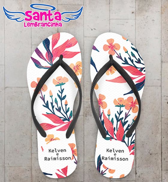 Chinelo Casamento Personalizado Floral COD 9333