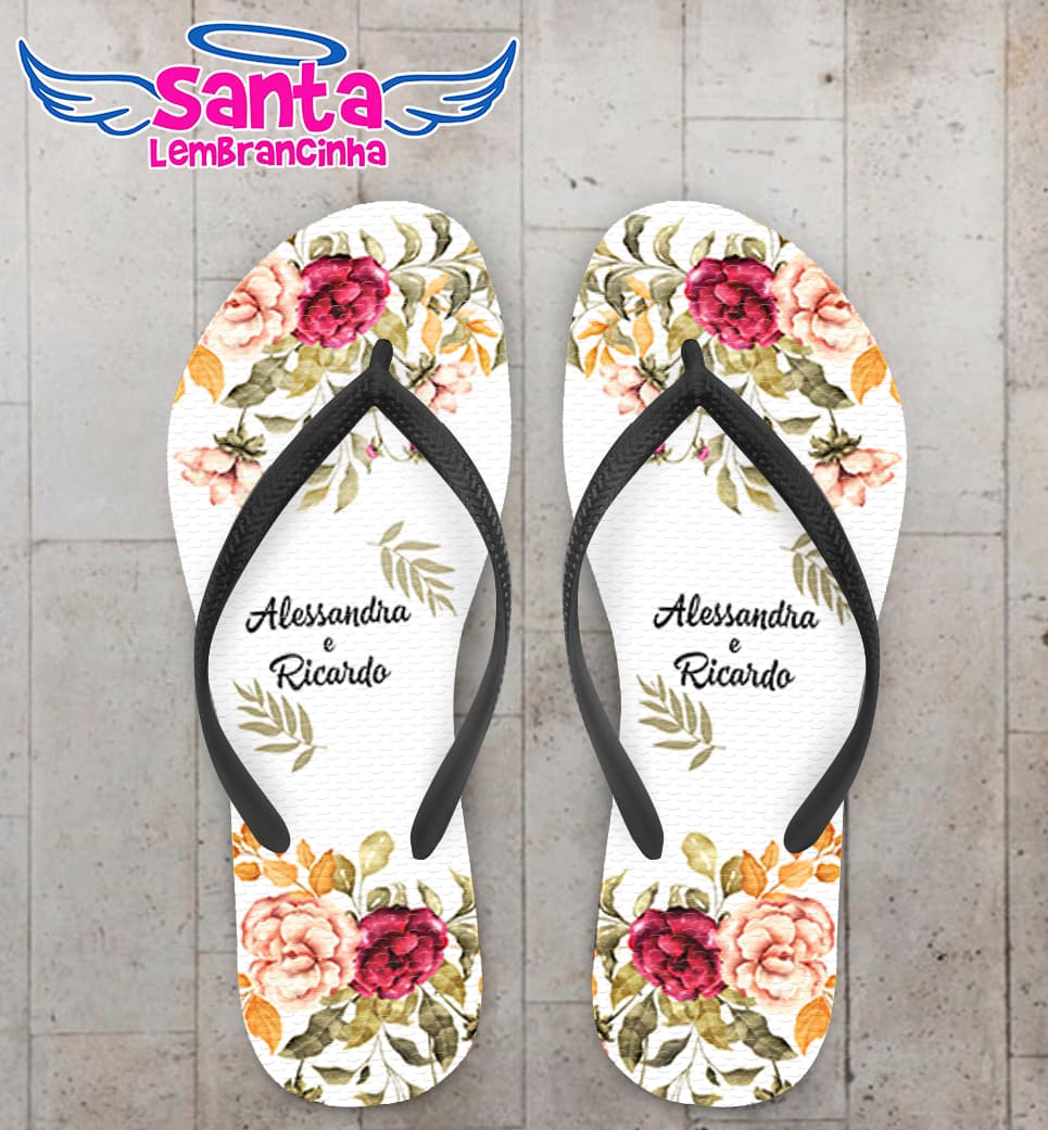 Chinelo Casamento Personalizado Floral COD 9343