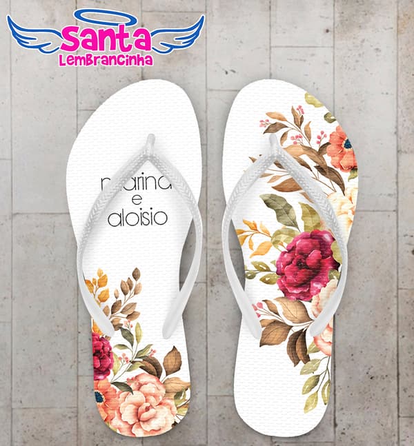 Chinelo Casamento Personalizado com Floral COD 9328