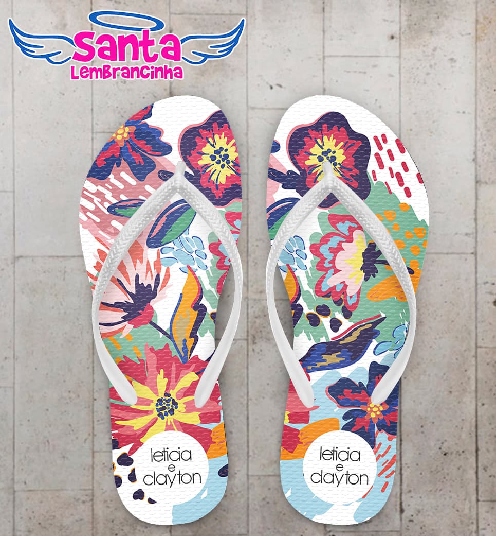 Chinelo Casamento Personalizado Floral COD 9332