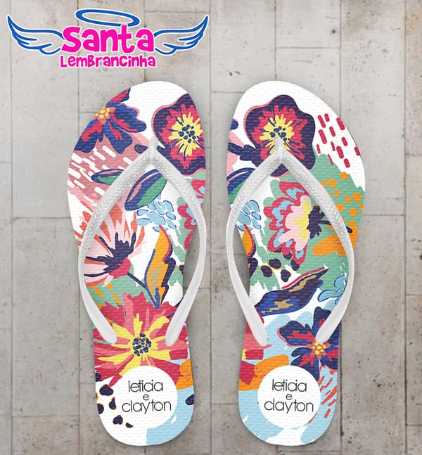 Chinelo Casamento Personalizado Floral COD 9332