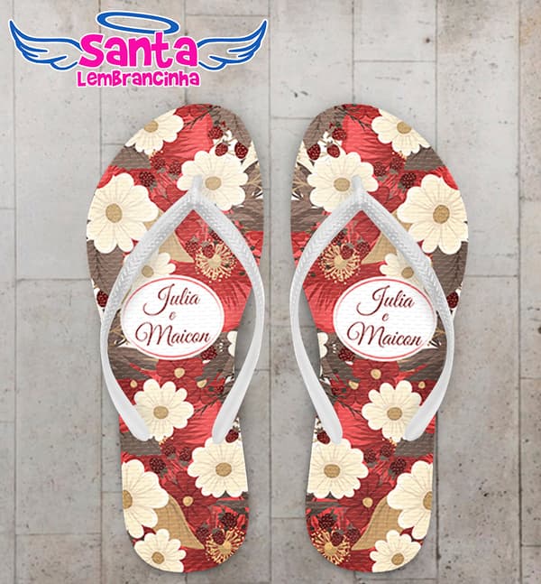 Chinelo Casamento Personalizado Floral COD 9347