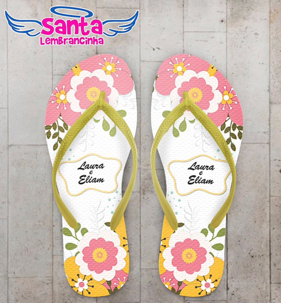 Chinelo Casamento Personalizado Floral COD 9337