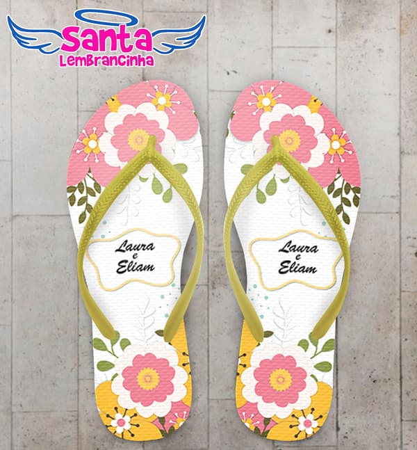 Chinelo Casamento Personalizado Floral COD 9337