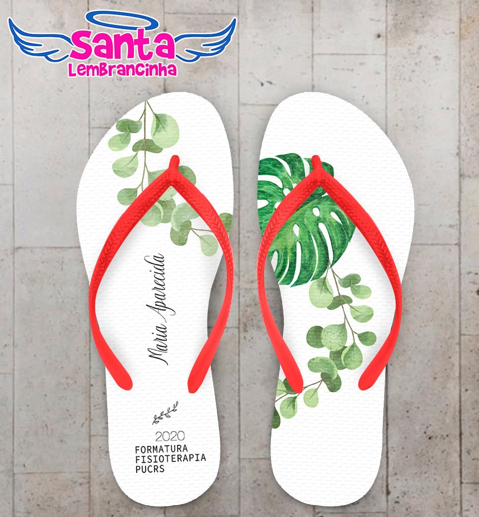 Chinelo Formatura Fisioterapia Personalizado com Folhas COD 9388