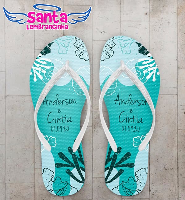 Chinelo Casamento Personalizado Fundo do Mar COD 9331