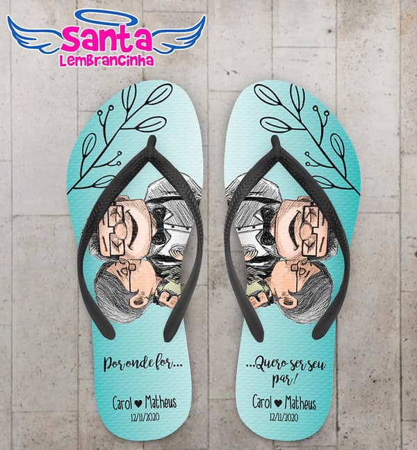 Chinelo Casamento Personalizado Carl e Ellie COD 9443