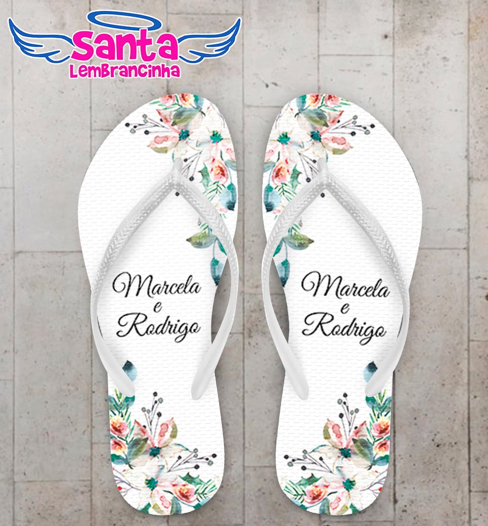 Chinelo Casamento Personalizado Floral COD 9344