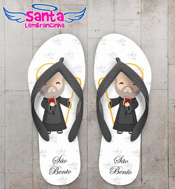 Chinelo Religioso Católico Personalizado São Bento COD 9568