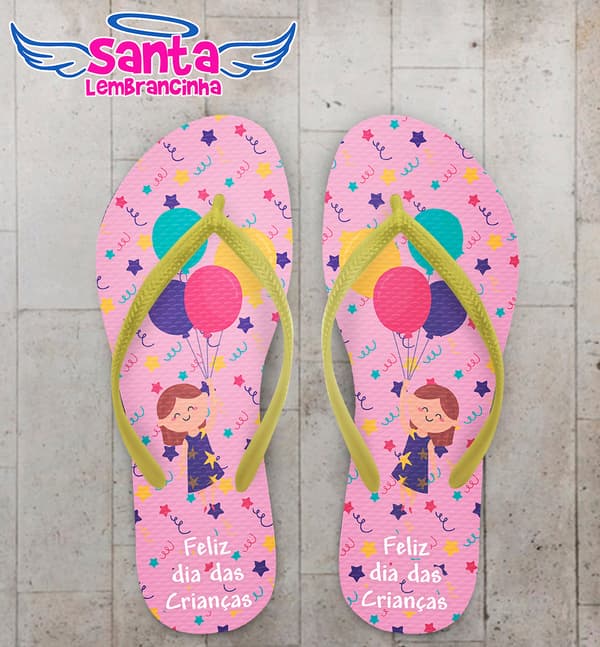 Chinelo Dia das Crianças Personalizado Menina com Balões COD 9399