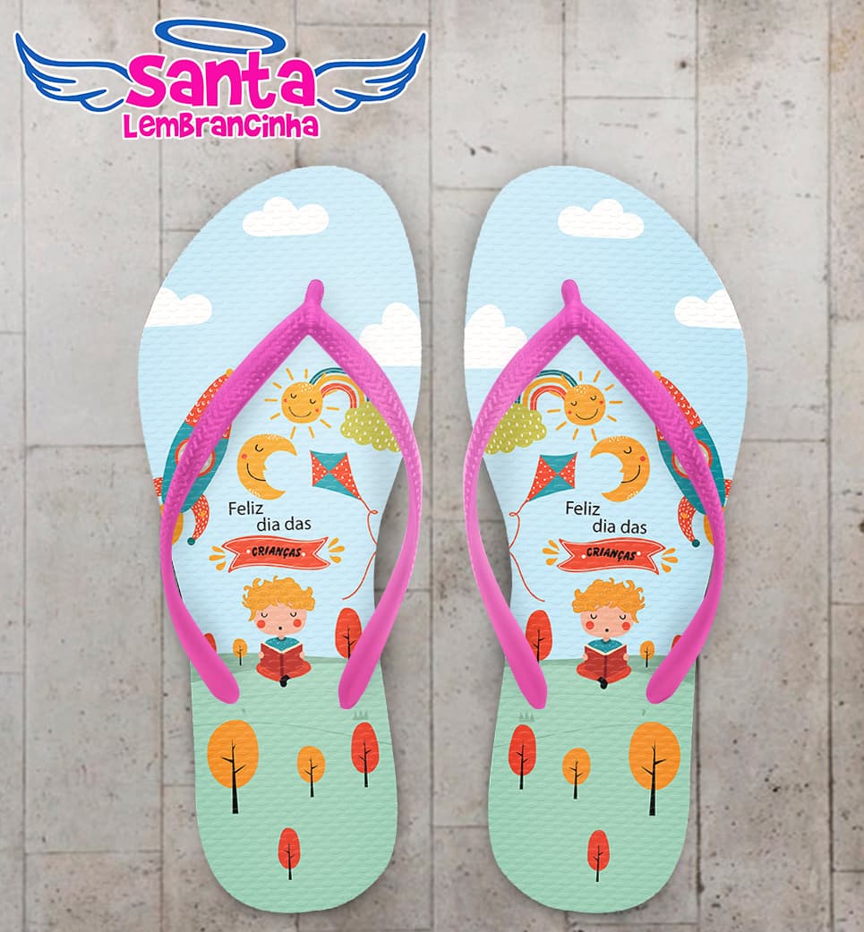 Chinelo Dia das Crianças Personalizado Criança Lendo COD 9408