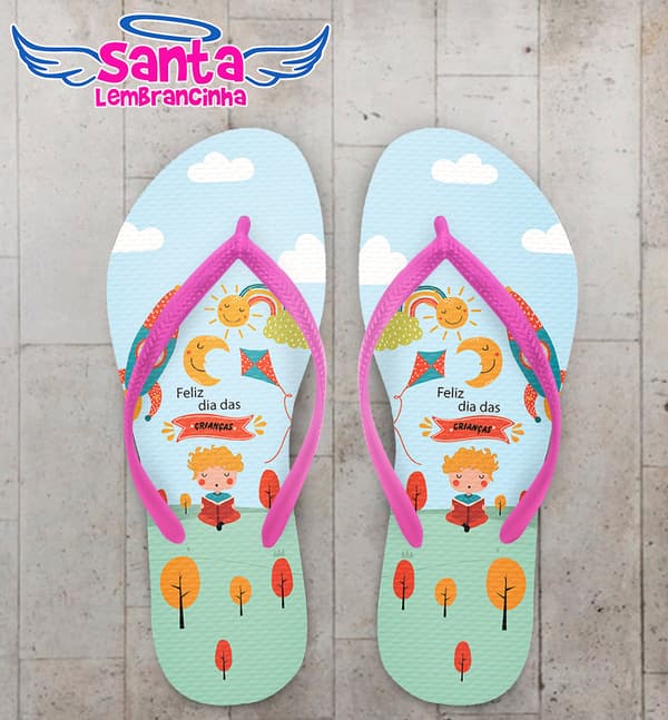 Chinelo Dia das Crianças Personalizado Criança Lendo COD 9408