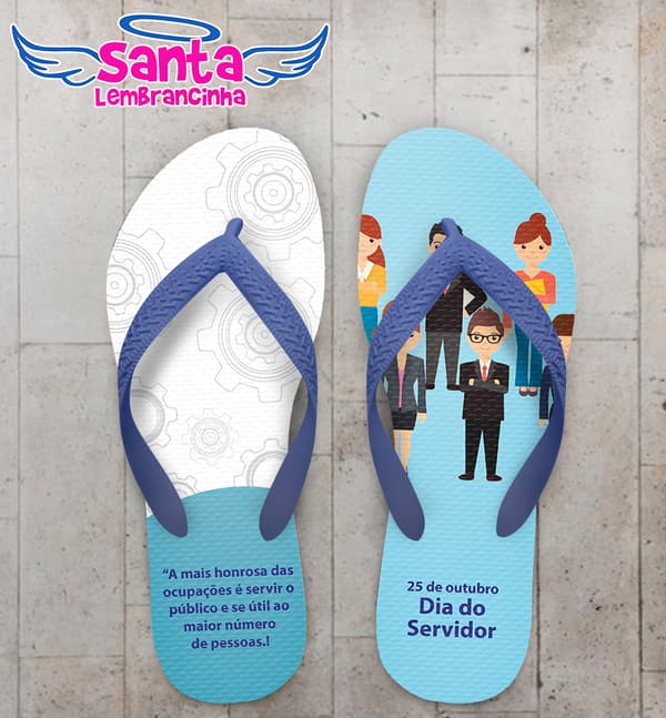 Chinelo Dia do Funcionário Publico Personalizado com Engrenagens COD 9419