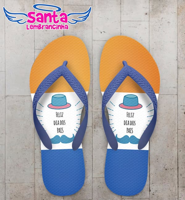 Chinelo Dia do Pais Personalizado Chapéu e Bigode COD 9386