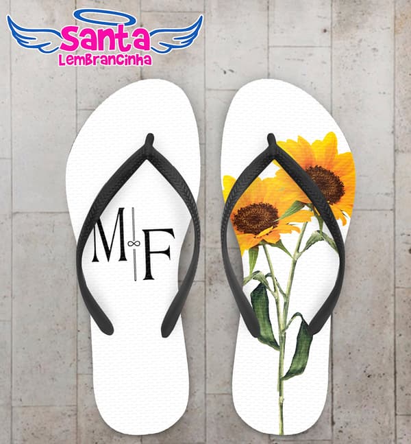 Chinelo Casamento com Girassol Personalizado COD 9495