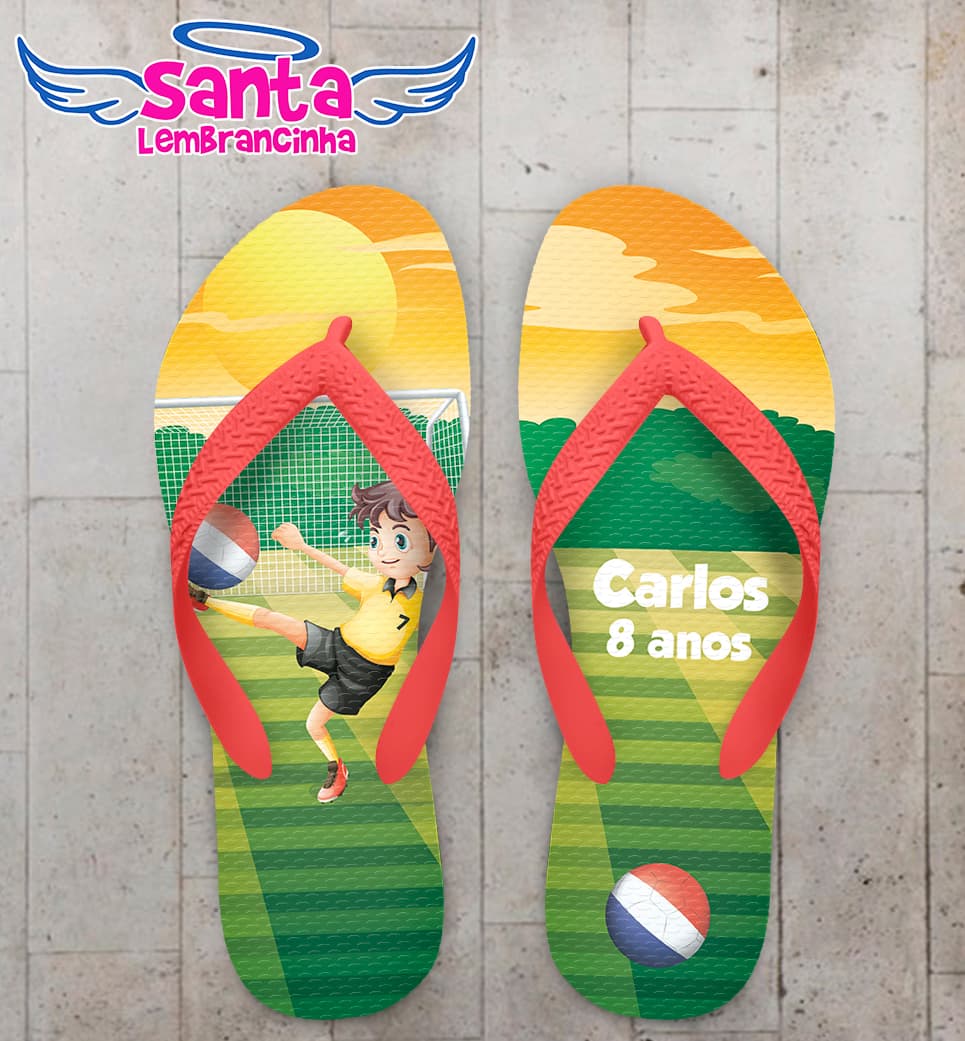 Chinelo Infantil Futebol Personalizado COD 9465