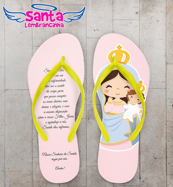 Chinelo Religioso Católico Personalizado Nossa Senhora da Saúde COD 9564
