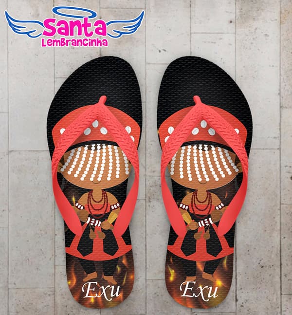 Chinelo Religioso Orixás Personalizado Exú COD 9486