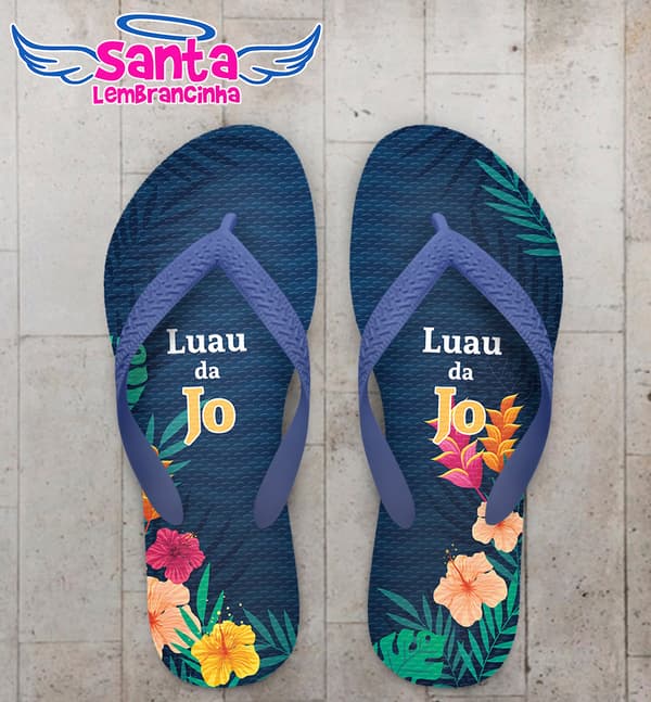 Chinelo 15 Anos Personalizado Luau com Flores COD 9390