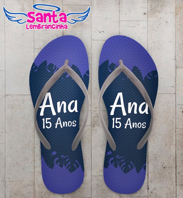 Chinelo 15 Anos Personalizado Luau Azul COD 9398