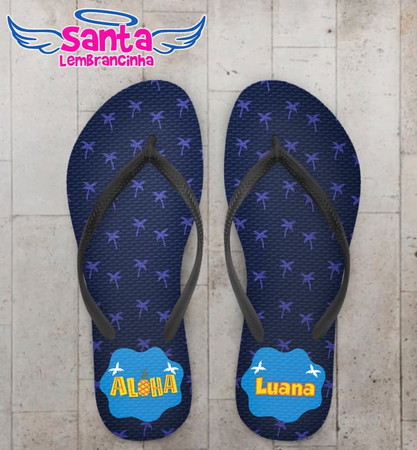 Chinelo 15 Anos Personalizado Luau Azul Marinho COD 9397