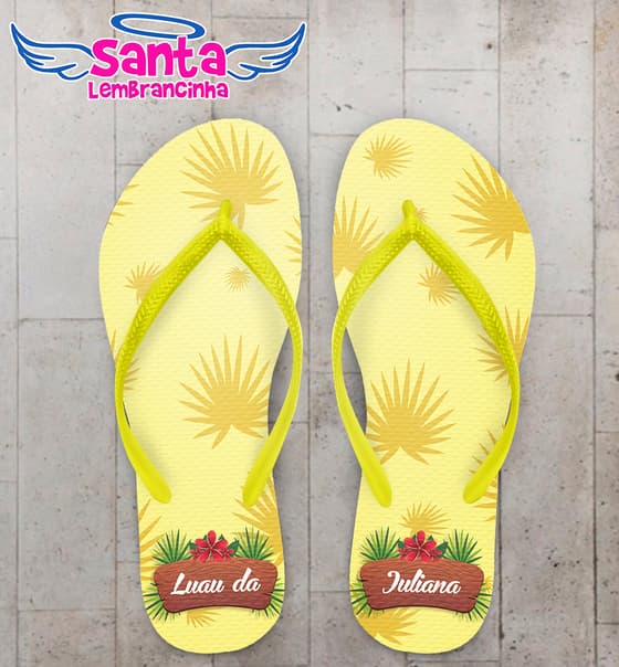 Chinelo 15 Anos Personalizado Luau com Folhas COD 9393