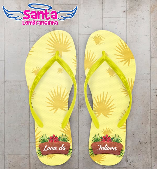 Chinelo 15 Anos Personalizado Luau com Folhas COD 9393