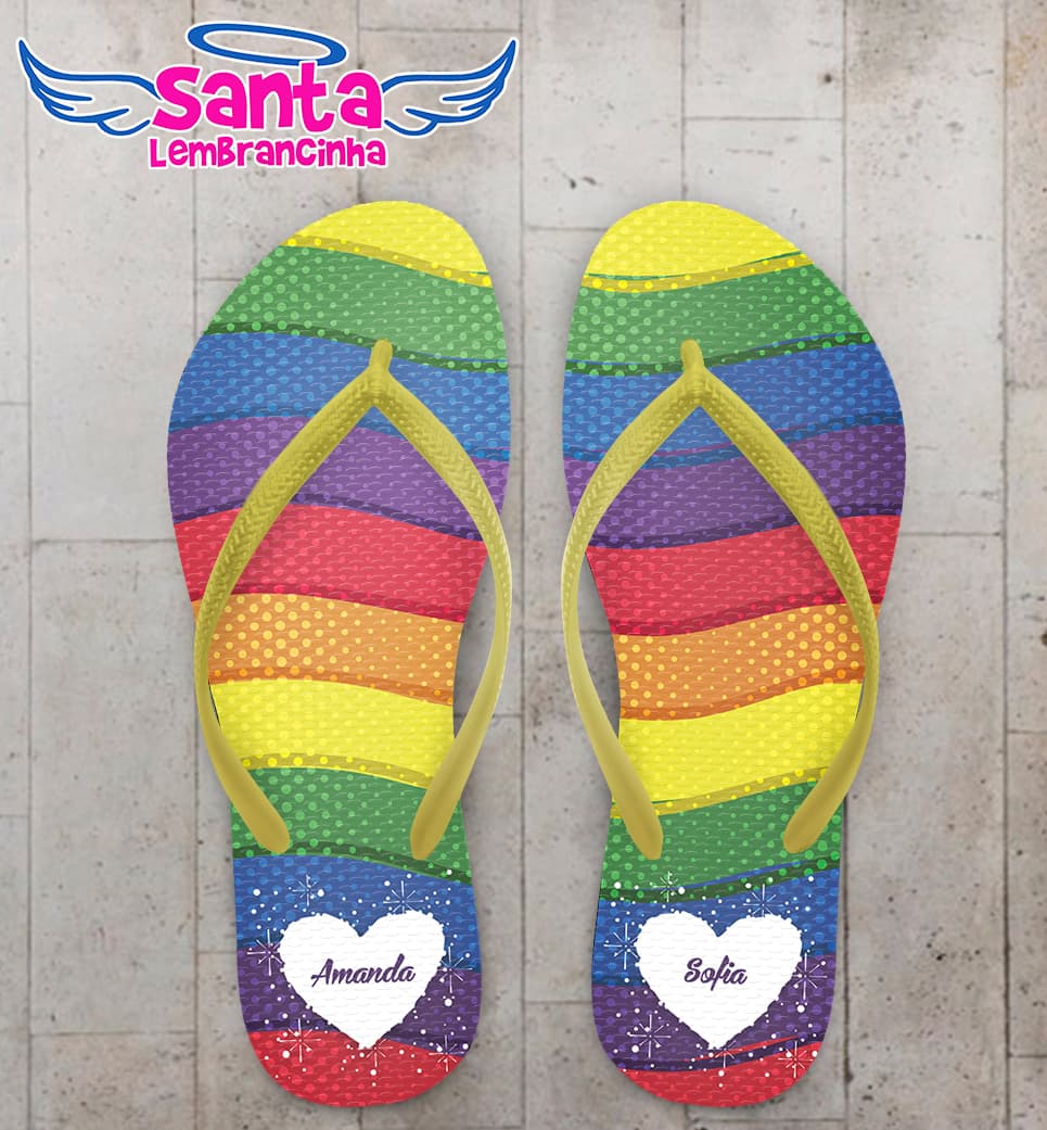 Chinelo Casamento LGBT Personalizado com Coração COD 9376