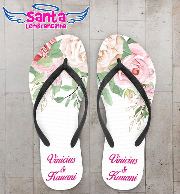 Chinelo Casamento Personalizado com Flores COD 9319