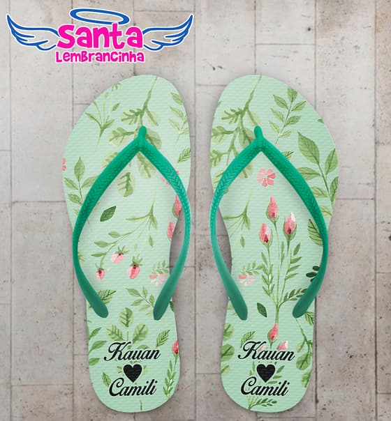 Chinelo Casamento Personalizado com Folhagens COD 9326