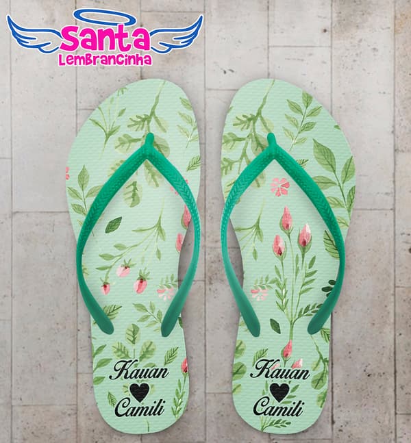 Chinelo Casamento Personalizado com Folhagens COD 9326