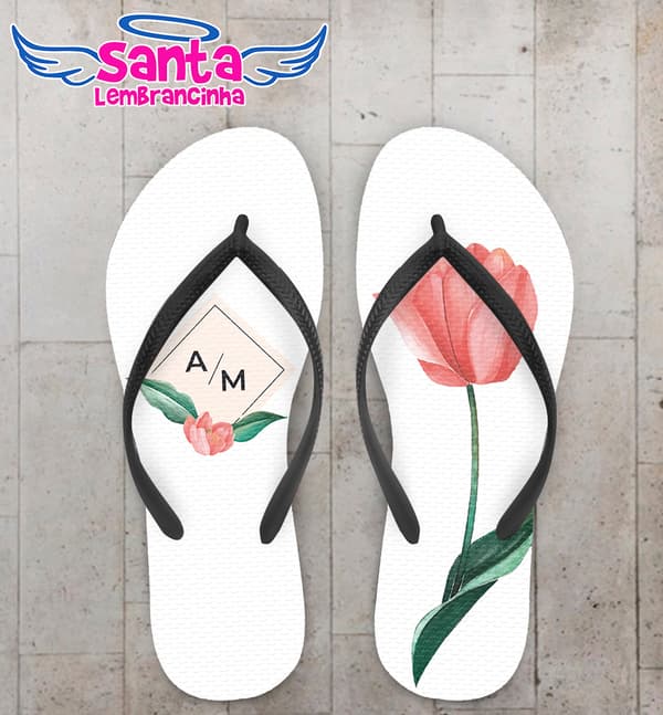 Chinelo Casamento Personalizado com Flor COD 9321