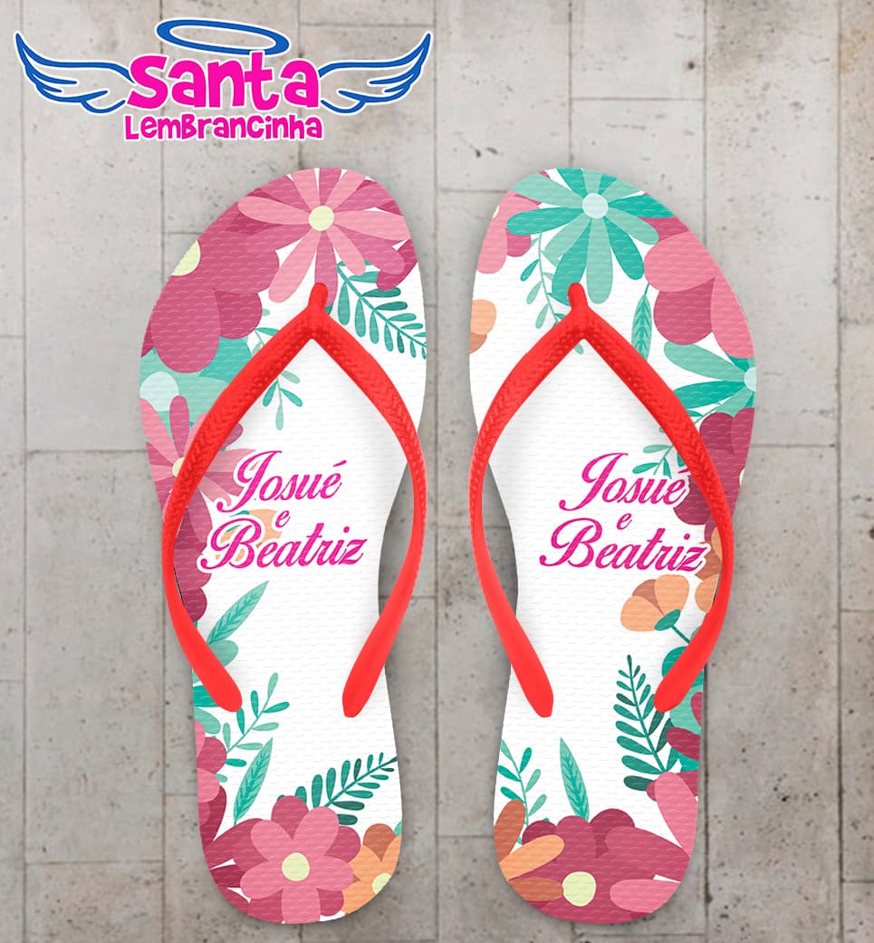 Chinelo Casamento Personalizado com Floral COD 9327