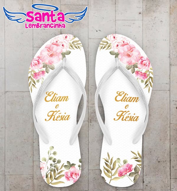 Chinelo Casamento Personalizado com Floral COD 9317