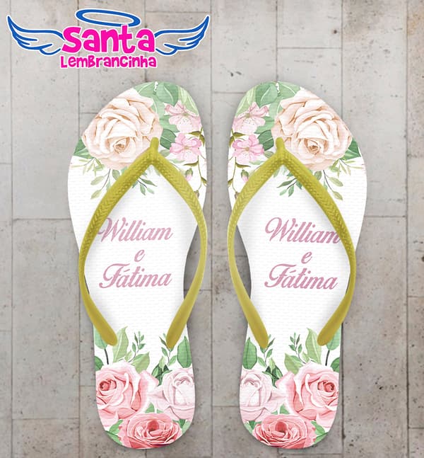 Chinelo Casamento Personalizado com Flores COD 9318