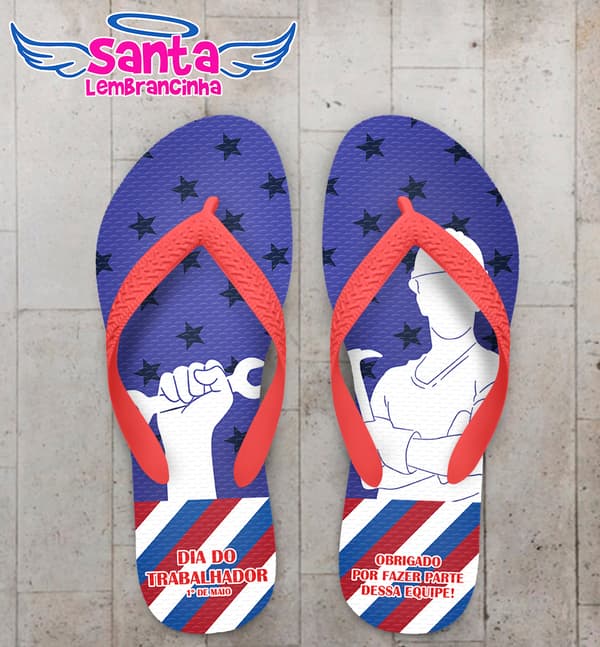 Chinelo Dia do Trabalhador Personalizado Azul COD 9414