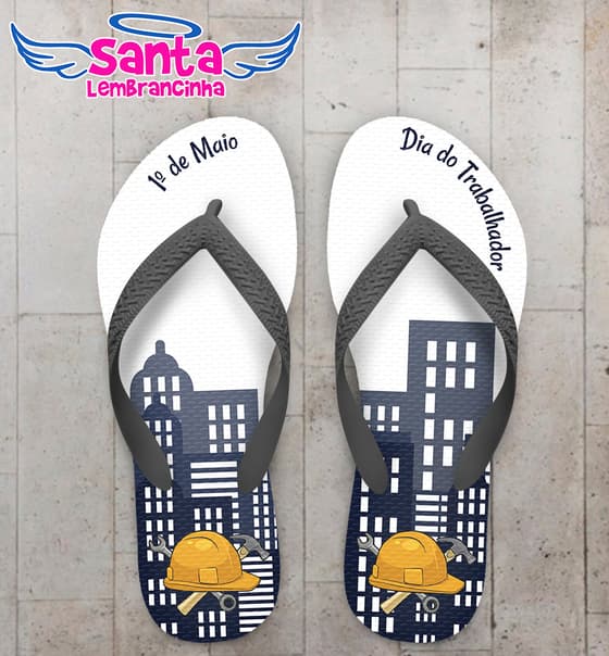 Chinelo Dia do Trabalhador Personalizado com Prédios COD 9412