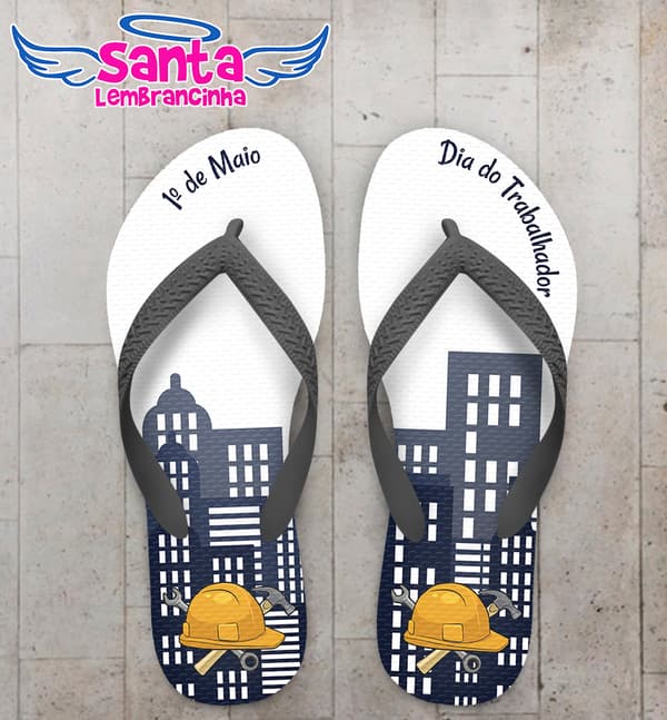 Chinelo Dia do Trabalhador Personalizado com Prédios COD 9412