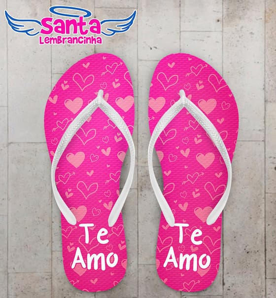 Chinelo Dia dos Namorados Personalizado com Corações COD 9489