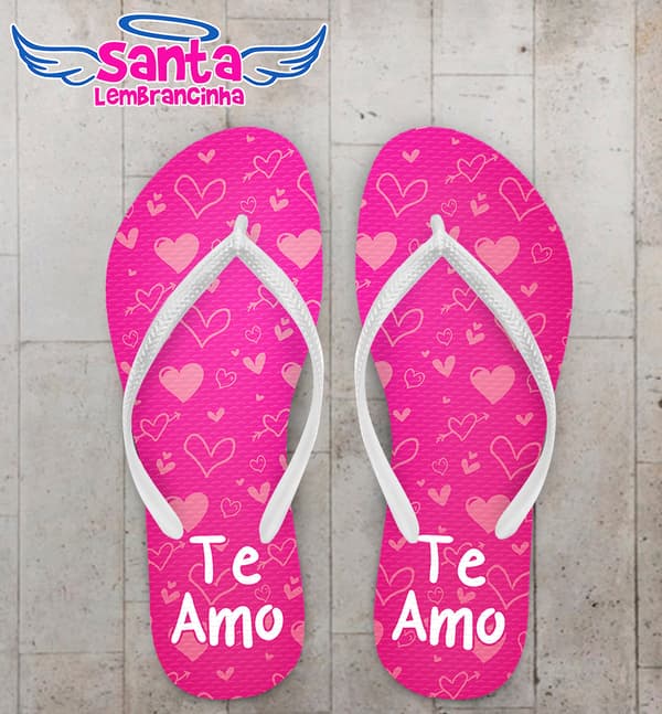 Chinelo Dia dos Namorados Personalizado com Corações COD 9489