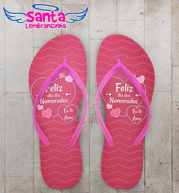 Chinelo Dia dos Namorados Personalizado com Corações COD 9488