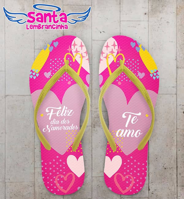 Chinelo Dia dos Namorados Personalizado com Corações COD 9490