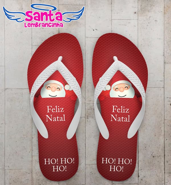 Chinelo Natalino Personalizado com Papai Noel COD 9697