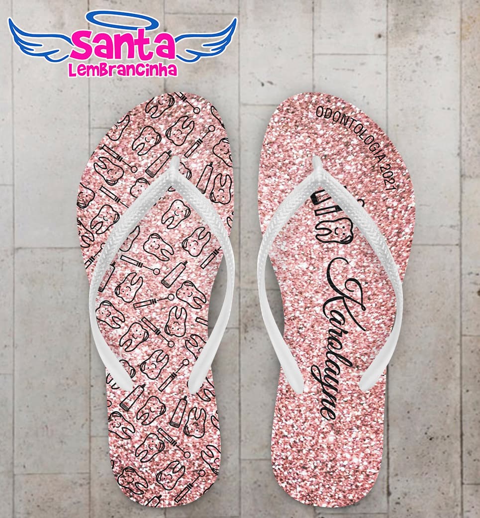 Chinelo Formatura Odontologia Glitter Personalizado COD 9574