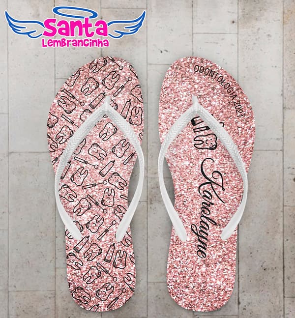 Chinelo Formatura Odontologia Glitter Personalizado COD 9574