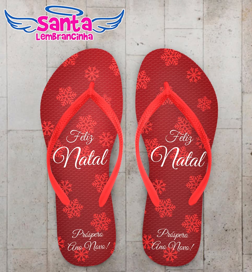Chinelo Natalino Personalizado com Flocos de Neve COD 9696